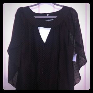 MODCLOTH Black w/Polka Dots Cowl Dress Size 2X